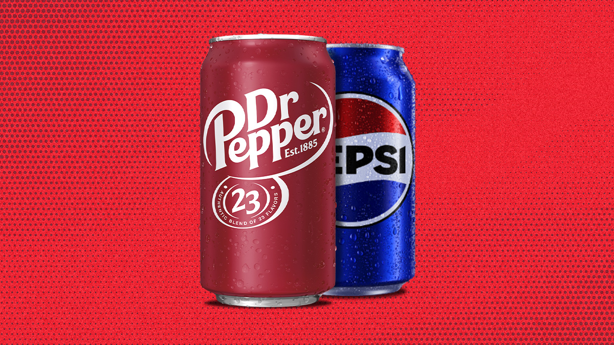 Dr Pepper and Coca-Cola cans