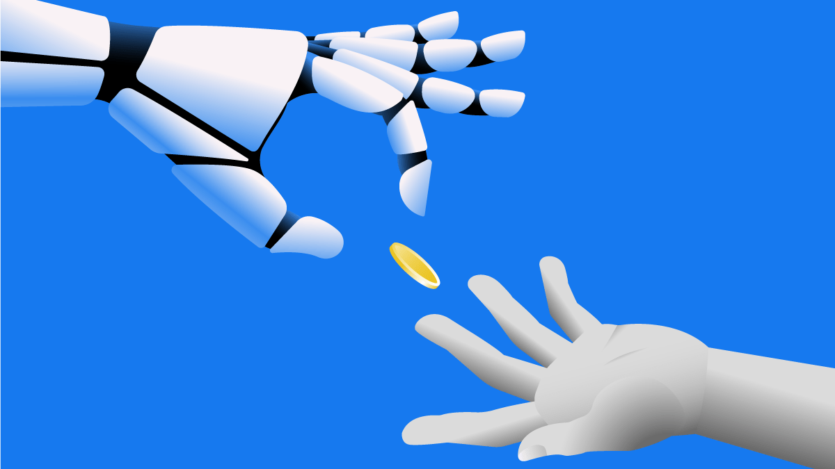A robot and a human hand